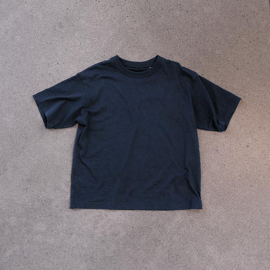 Boxy heather navy t-shirt blank